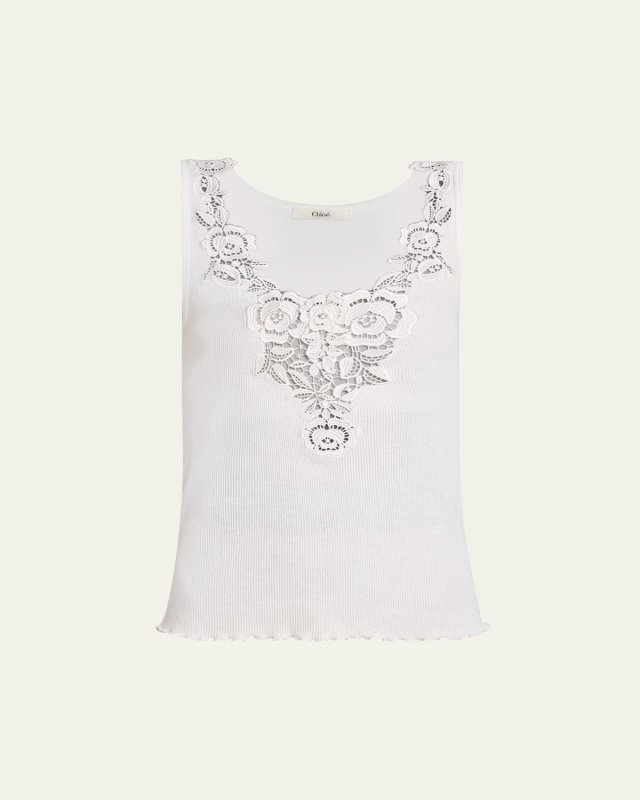 Ribbed Lace-Front Tank